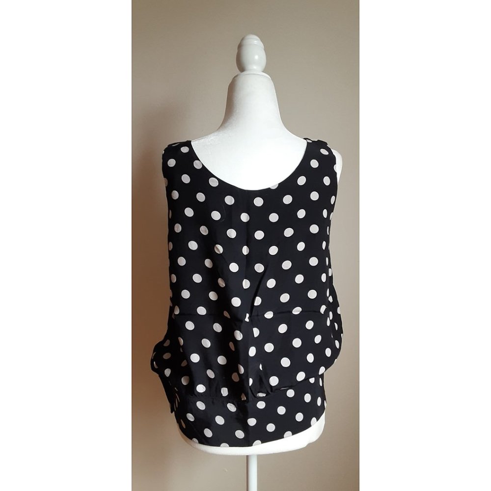 Sleeveless Balloon flared polka dot blouse, 7/8